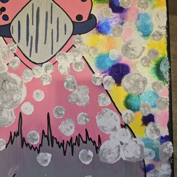 HANDCRAFTED Abstract Alien Painting HANDMADE Artwork HANDPAINTED Wall Art Decor - Picture 9 of 17